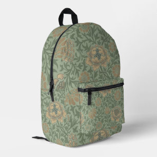 William Morris Grafton Floral Pattern Sage Green Printed Backpack