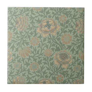 William Morris Grafton Floral Pattern Sage Green  Tile
