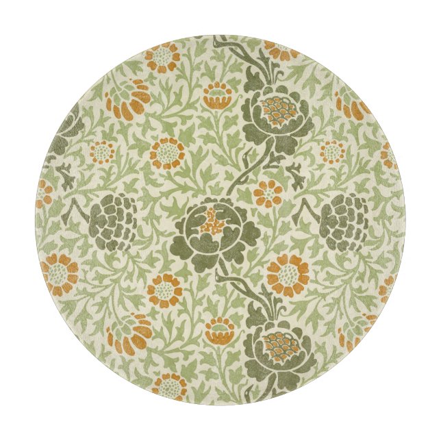 William Morris Grafton Sage Green Floral Pattern Cutting Board (Front)
