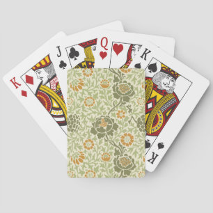 William Morris Grafton Sage Green Floral Pattern Playing Cards