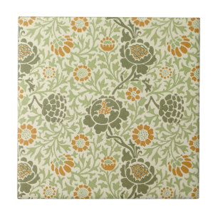 William Morris Grafton Sage Green Floral Pattern Tile