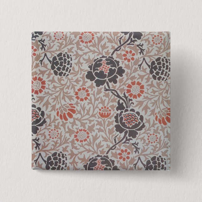 William Morris Grafton Wallpaper 2 Inch Square Button (Front)