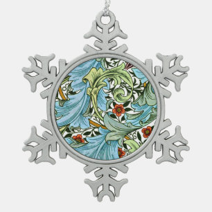 William Morris - Granville, famous design, Snowflake Pewter Christmas Ornament
