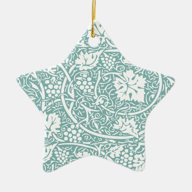 William Morris Grape Pattern Teal Turquoise Ceramic Ornament (Front)
