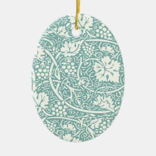 William Morris Grape Pattern Teal Turquoise Ceramic Ornament