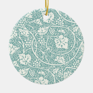 William Morris Grape Pattern Teal Turquoise Ceramic Ornament