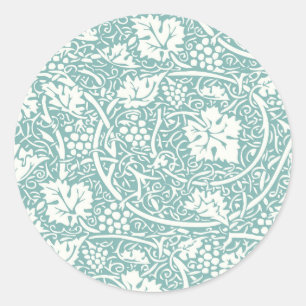 William Morris Grape Pattern Teal Turquoise Classic Round Sticker