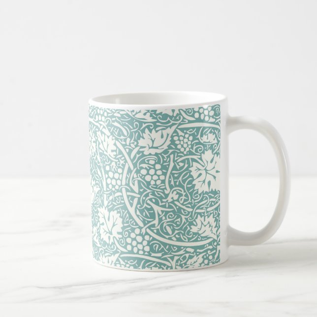 William Morris Grape Pattern Teal Turquoise Coffee Mug (Right)
