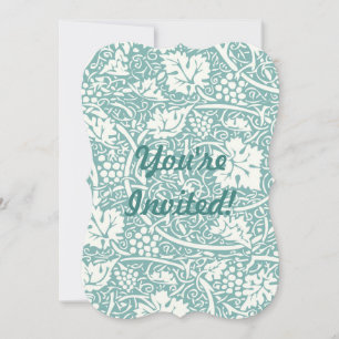 William Morris Grape Pattern Teal Turquoise Invitation