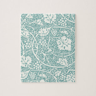 William Morris Grape Pattern Teal Turquoise Jigsaw Puzzle