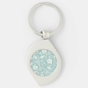 William Morris Grape Pattern Teal Turquoise Keychain