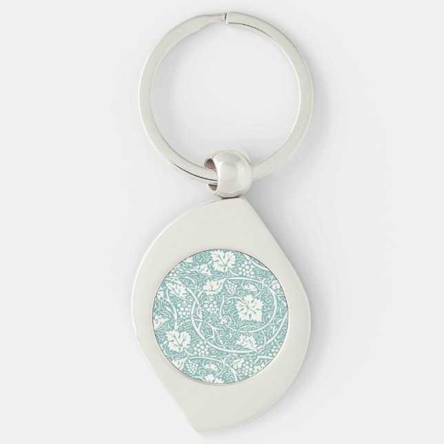 William Morris Grape Pattern Teal Turquoise Keychain (Front)