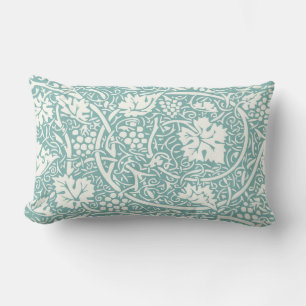 William Morris Grape Pattern Teal Turquoise Lumbar Pillow