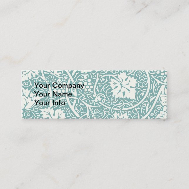 William Morris Grape Pattern Teal Turquoise Mini Business Card (Front)