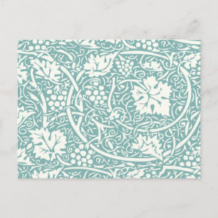 William Morris Grape Pattern Teal Turquoise Postcard