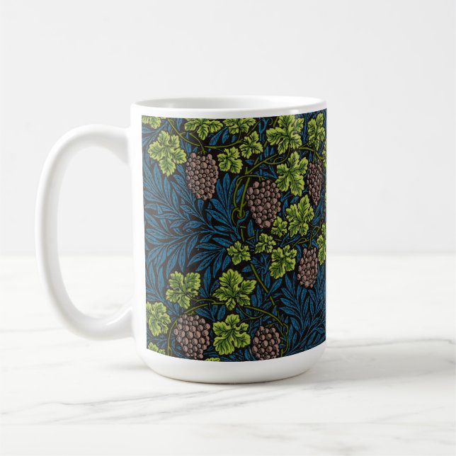 William Morris Grape & Vine Red Green Blue Coffee Mug (Left)