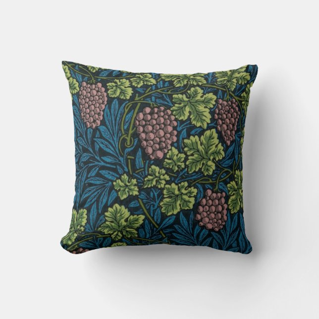 William Morris Grape Vines Throw Pillow (Front)