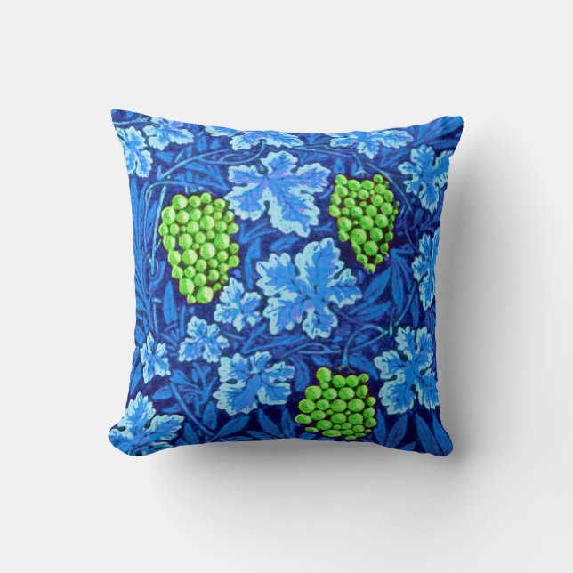 William Morris Grapevine, Cobalt Blue Throw Pillow (Front)