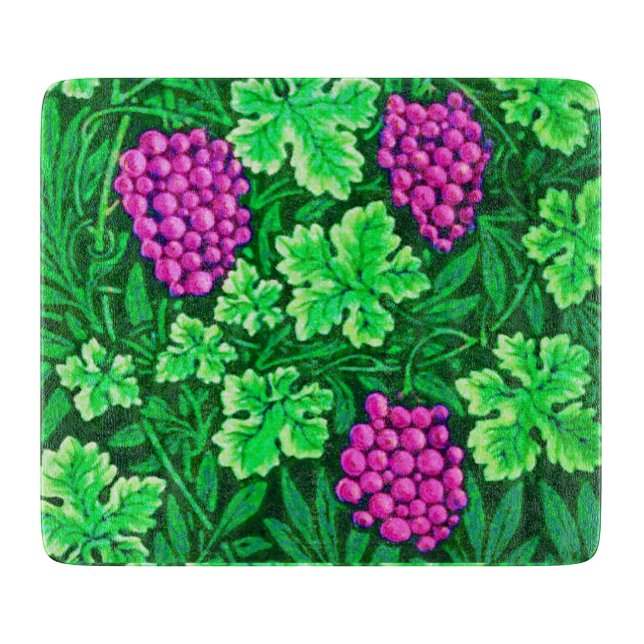 William Morris Grapevine, Magenta and Green Cutting Board (Front)