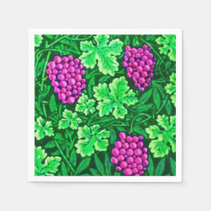 William Morris Grapevine, Magenta and Green Napkin