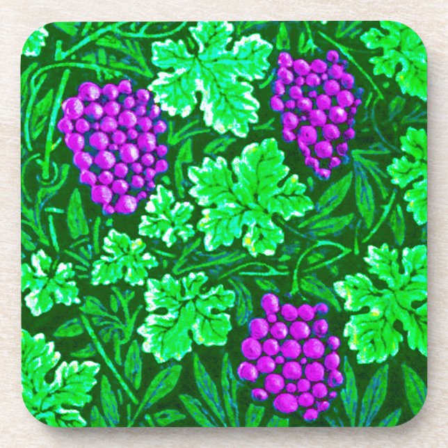 William Morris Grapevine, Purple and Green Coaster (Front)