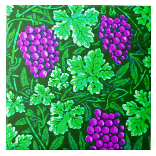William Morris Grapevine, Purple and Green Tile (Front)