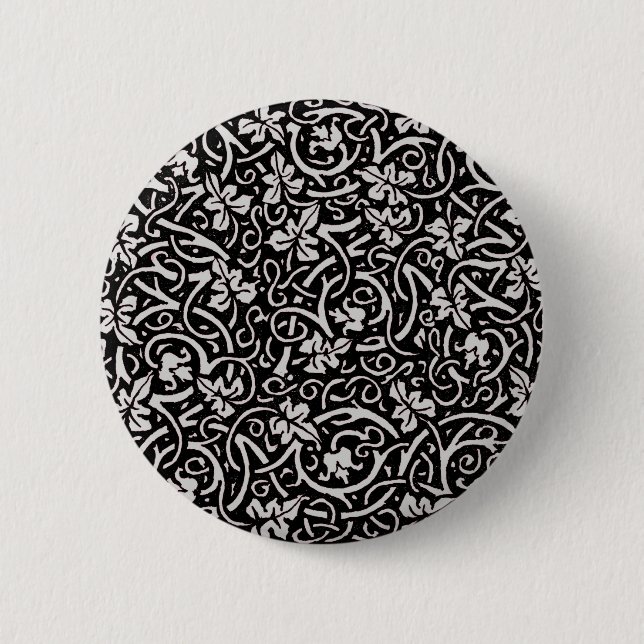 William Morris Grapevine Vine Leaf Pattern 2 Inch Round Button (Front)