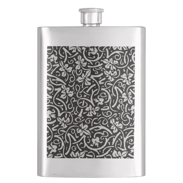 William Morris Grapevine Vine Leaf Pattern Hip Flask (Front)