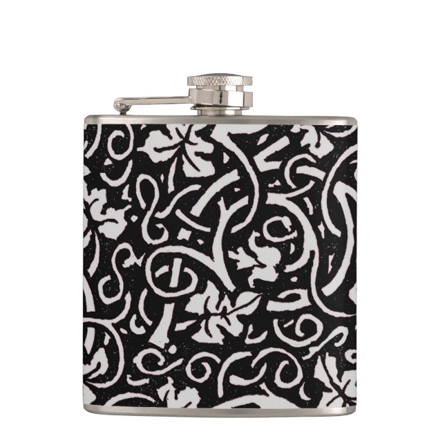 William Morris Grapevine Vine Leaf Pattern Hip Flask (Front)