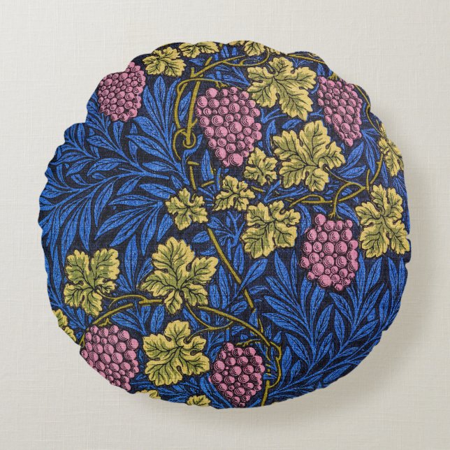 William Morris Grapevine (Wine Vines) Pattern Round Pillow (Front)