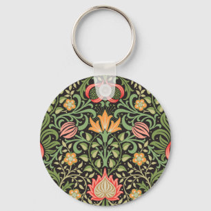 William Morris Graphic Persian Floral Design Keychain