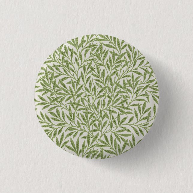 William Morris Green Floral Botanical Pattern 1 Inch Round Button (Front)