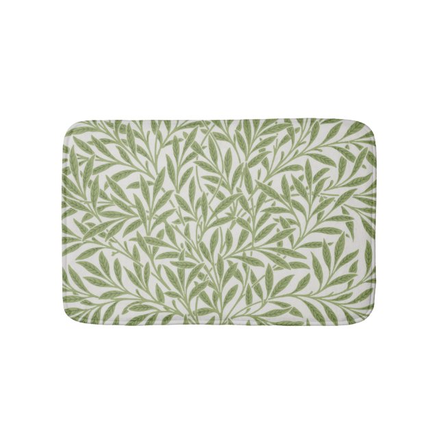 William Morris Green Floral Botanical Pattern Bath Mat (Front)