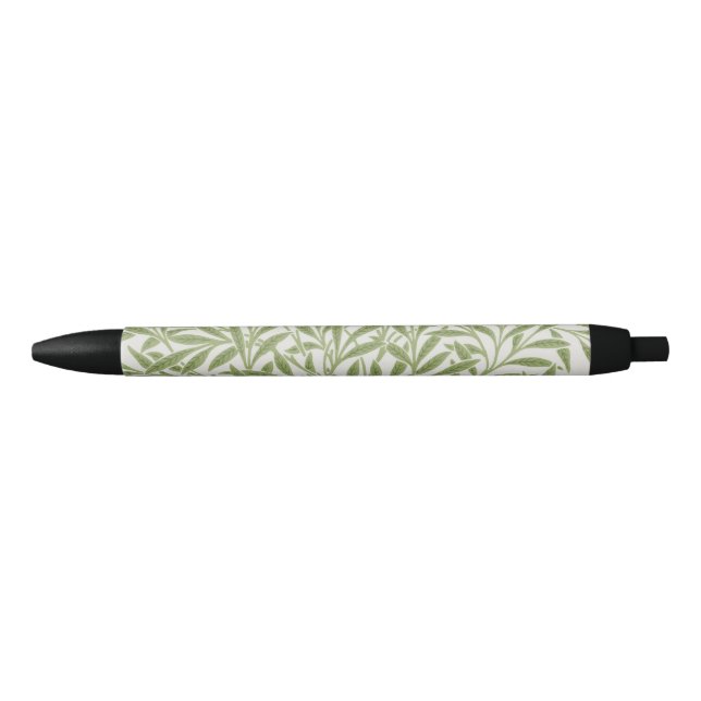 William Morris Green Floral Botanical Pattern Black Ink Pen (Front)
