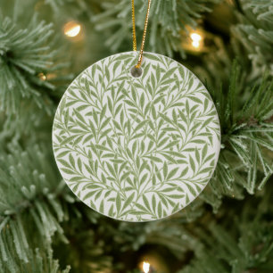 William Morris Green Floral Botanical Pattern Ceramic Ornament