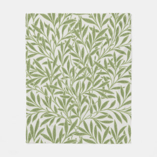 William Morris Green Floral Botanical Pattern Fleece Blanket