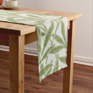 William Morris Green Floral Botanical Pattern Short Table Runner