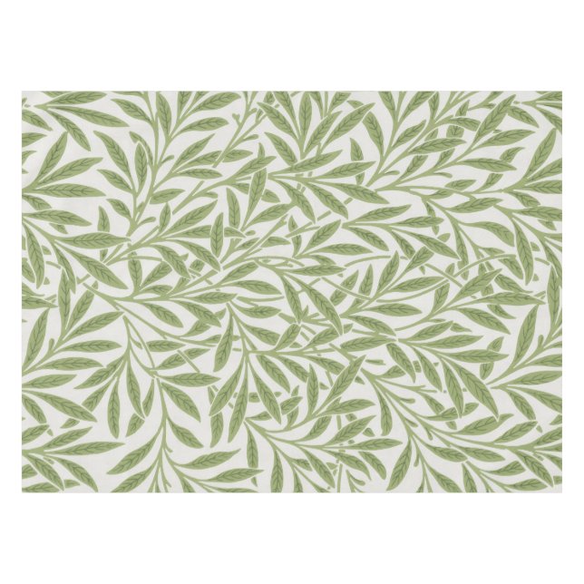 William Morris Green Floral Botanical Pattern Tablecloth (Front (Horizontal))
