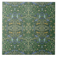 William Morris Green Floral Vintage White Daisies