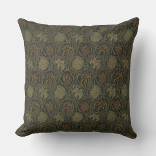 William Morris Green & Gold Lilies Throw Pillow