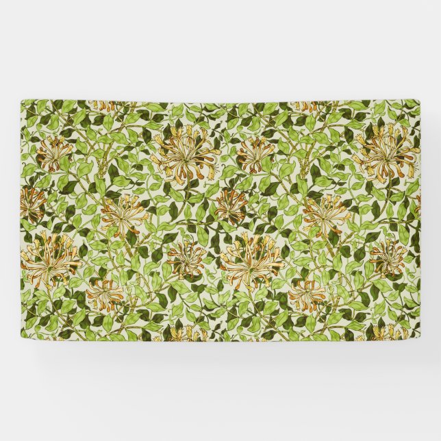 William Morris Green Honeysuckle Floral Wallpaper Banner (Horizontal)