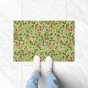William Morris Green Honeysuckle Floral Wallpaper Doormat