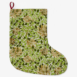 William Morris Green Honeysuckle Floral Wallpaper Large Christmas Stocking