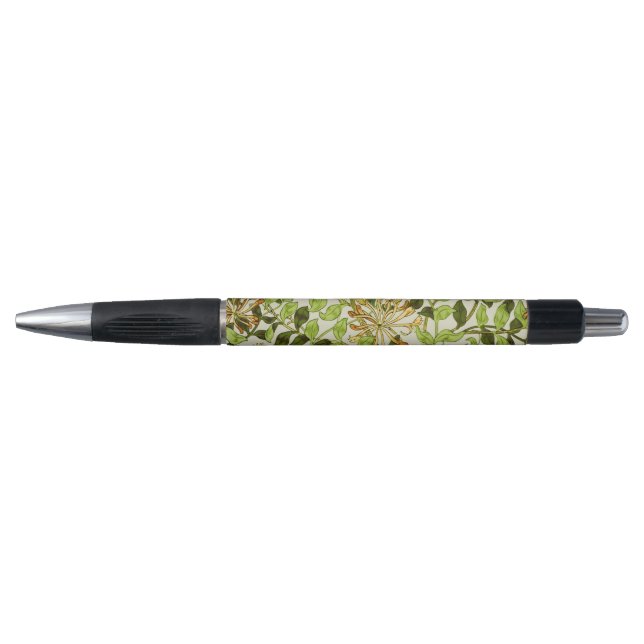 William Morris Green Honeysuckle Floral Wallpaper Pen (Front)
