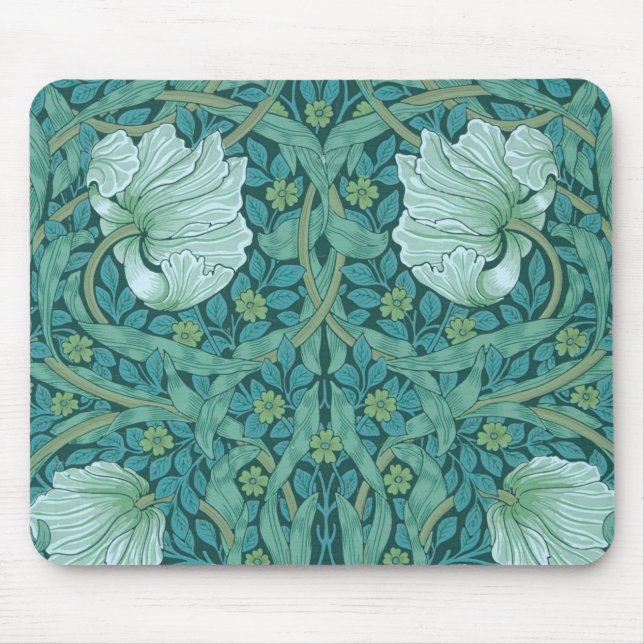 William Morris - Green Pimpernel Pattern Mouse Pad (Front)