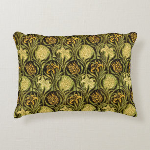 William Morris Green Tulip Lily Wallpaper Accent Pillow