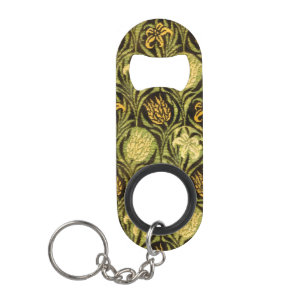 William Morris Green Tulip Lily Wallpaper Keychain Bottle Opener