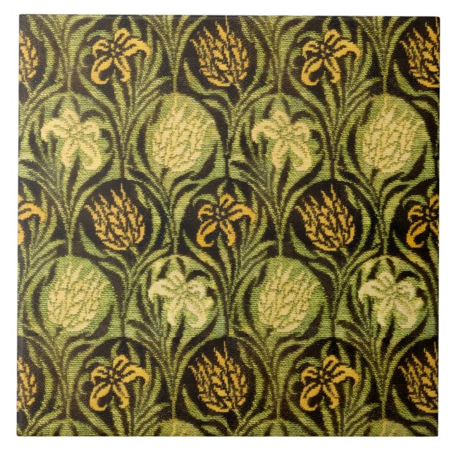 William Morris Green Tulip Lily Wallpaper Tile (Front)