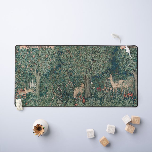William Morris Greenery Forest Animal Botanical Desk Mat (Kids Table)