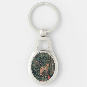 William Morris Greenery Fox Wildlife Art Keychain